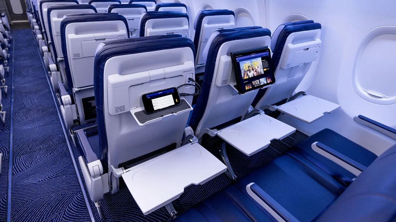 Rows of seats inside a Southwest Airlines aircraft