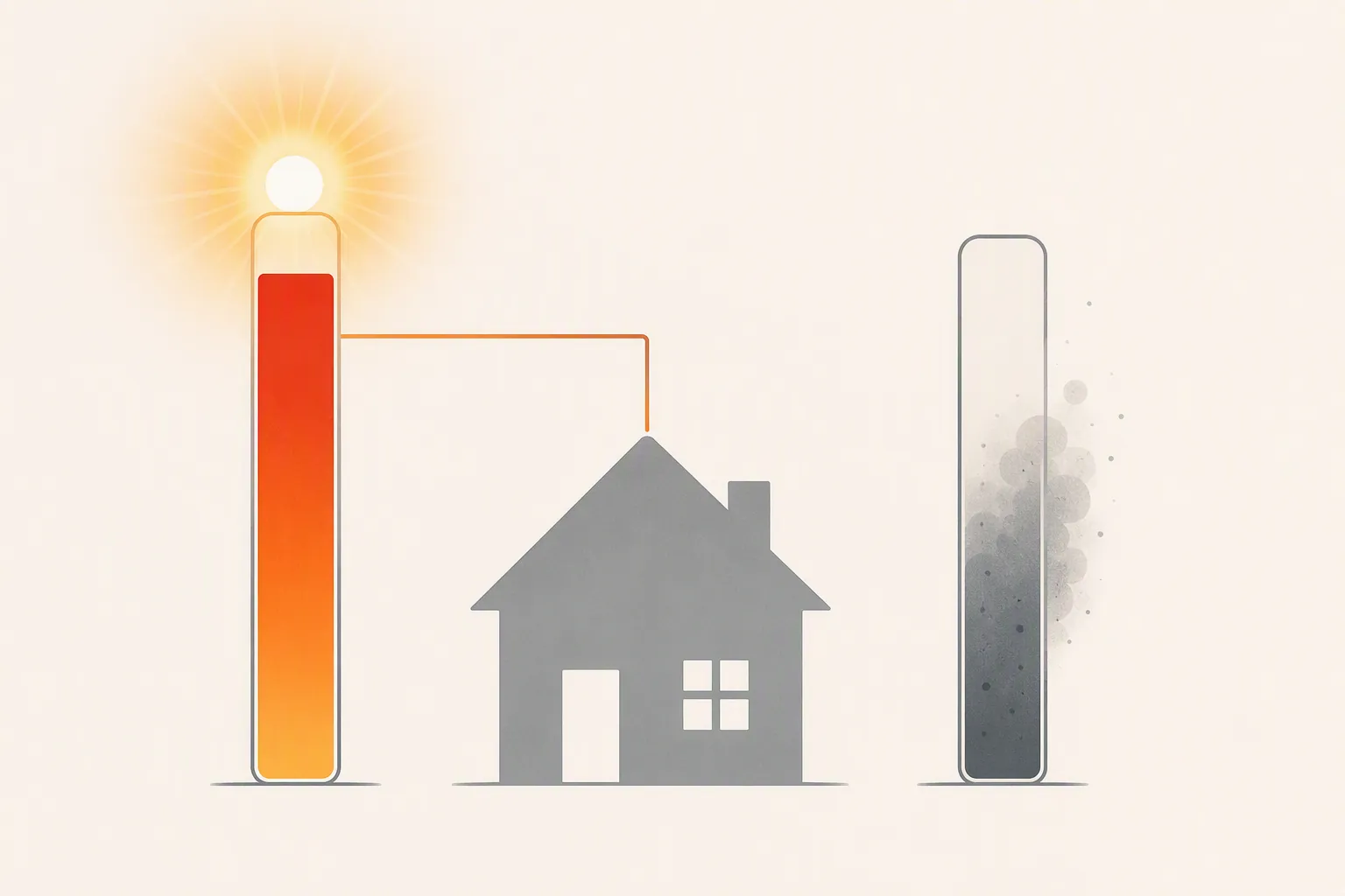 A house between a heat meter and a smoke meter, showing the worse hazard setting the day’s rule