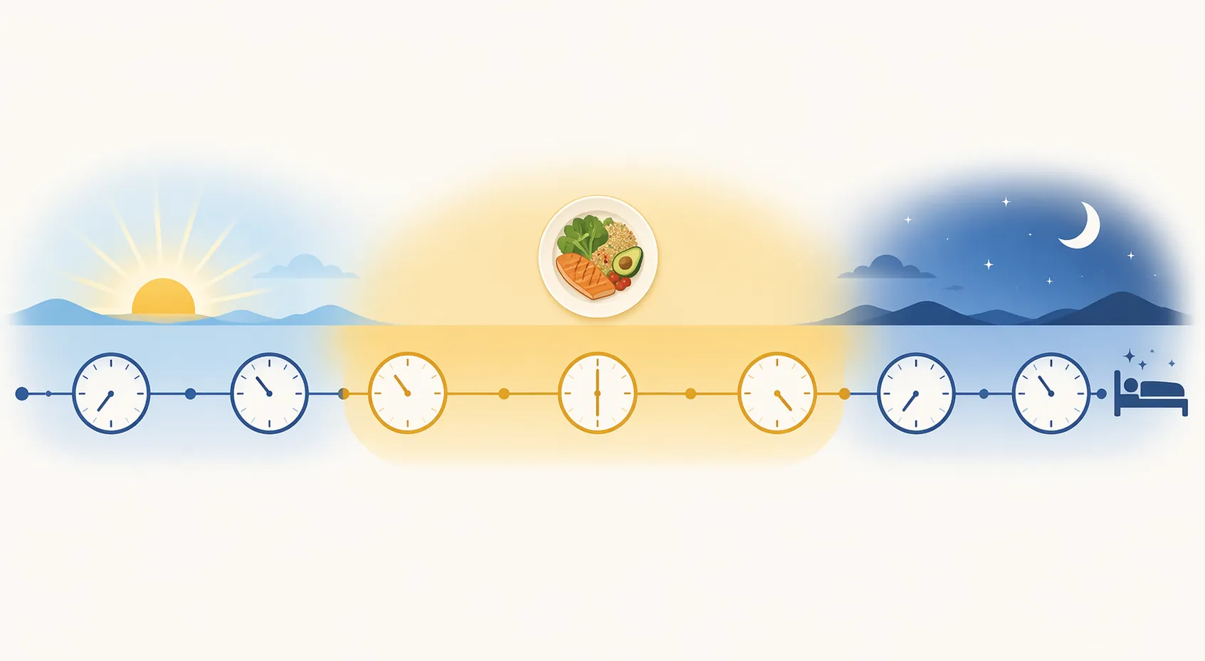 Daily timeline showing a highlighted eating window from 10 a.m. to 6 p.m. and fasting periods before and after