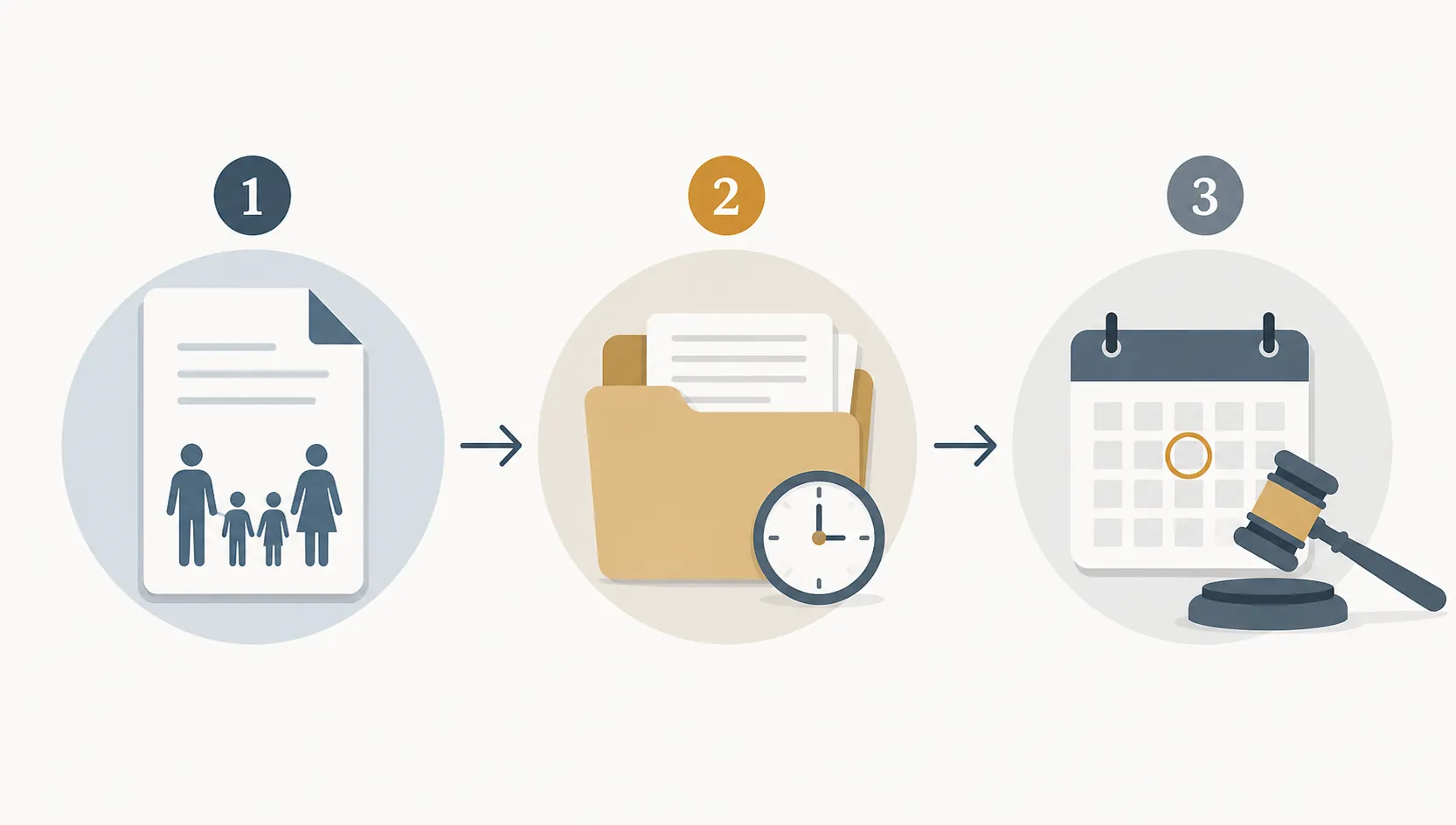 Three-step workflow showing identify the filer, preserve evidence, and check the deadline