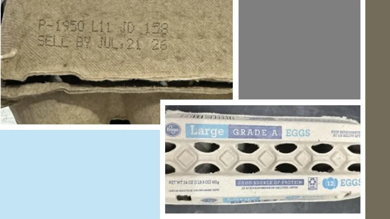 Shell egg cartons connected to the Midwest Poultry Services July 2026 Salmonella recall