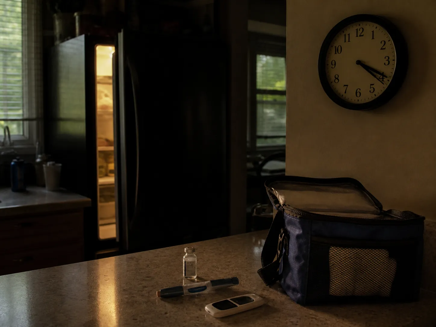 Refrigerator and cooler bag with medication and insulin supplies during a power outage