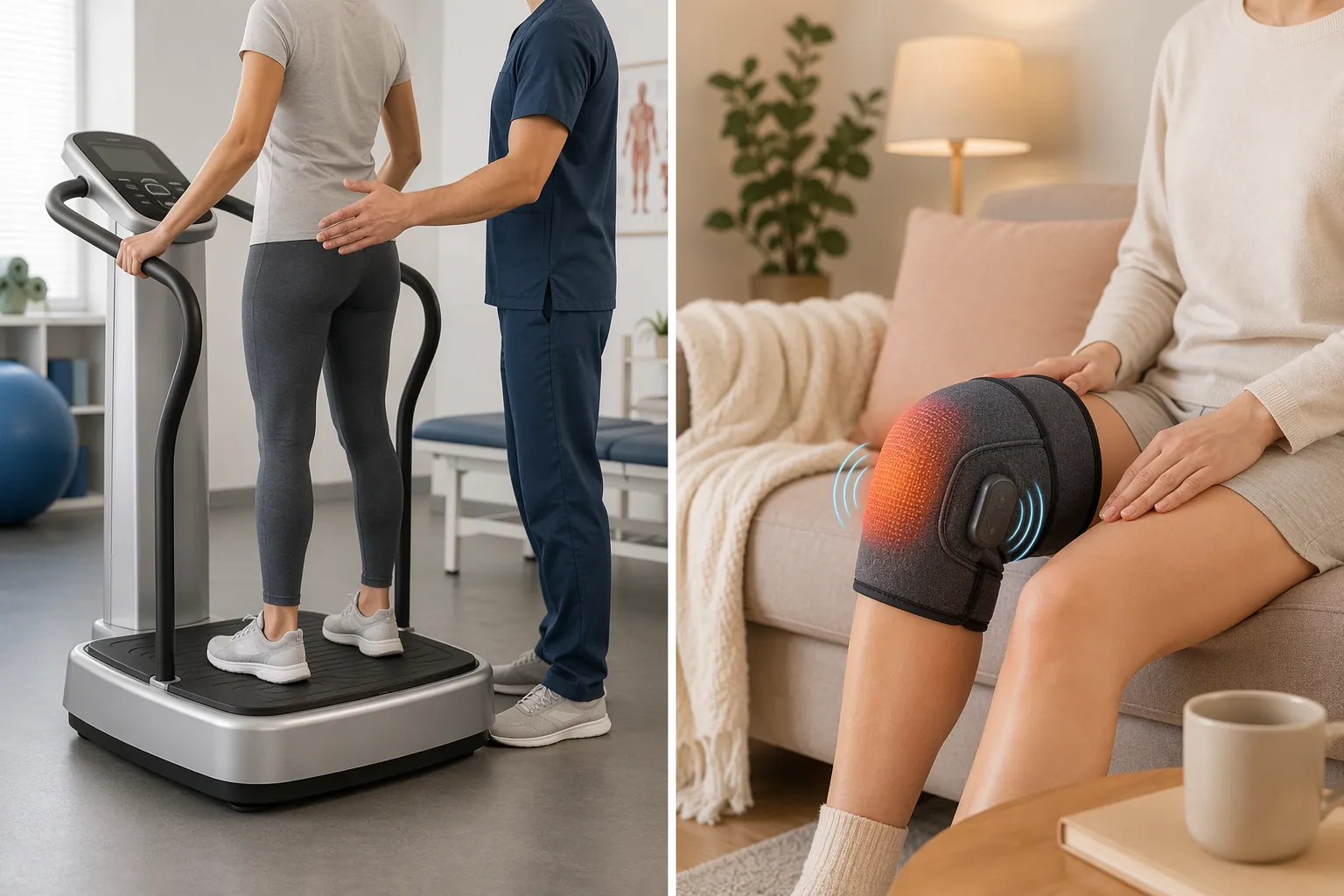 Comparison of a clinical whole-body vibration platform and a home knee vibration wrap