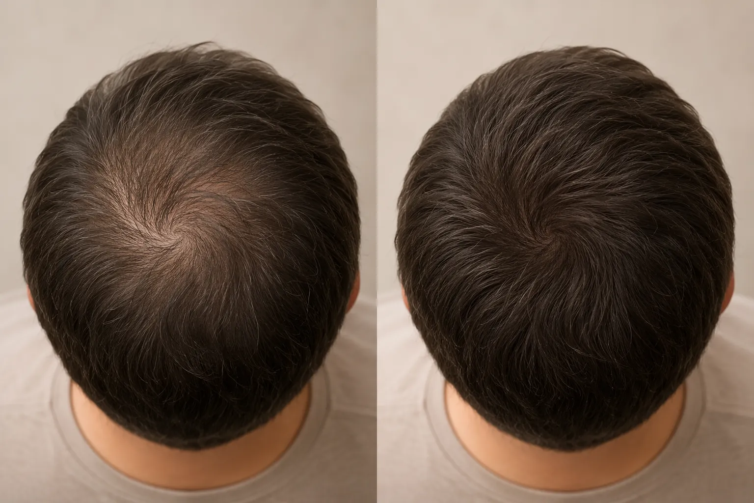 Comparison of two natural-looking scalp hair densities from a normal viewing perspective