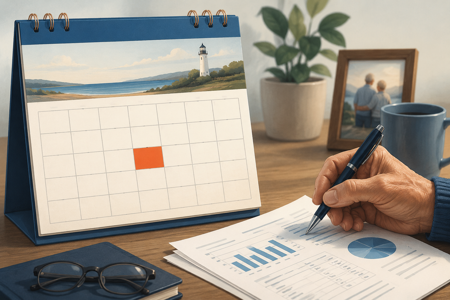 July 2026 calendar with July 22 highlighted beside Social Security paperwork