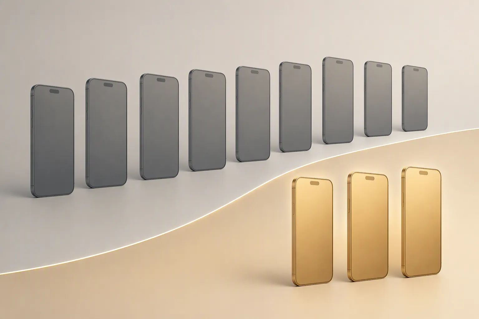 Smartphone silhouettes showing that broad iOS support and Apple Intelligence eligibility are different groups