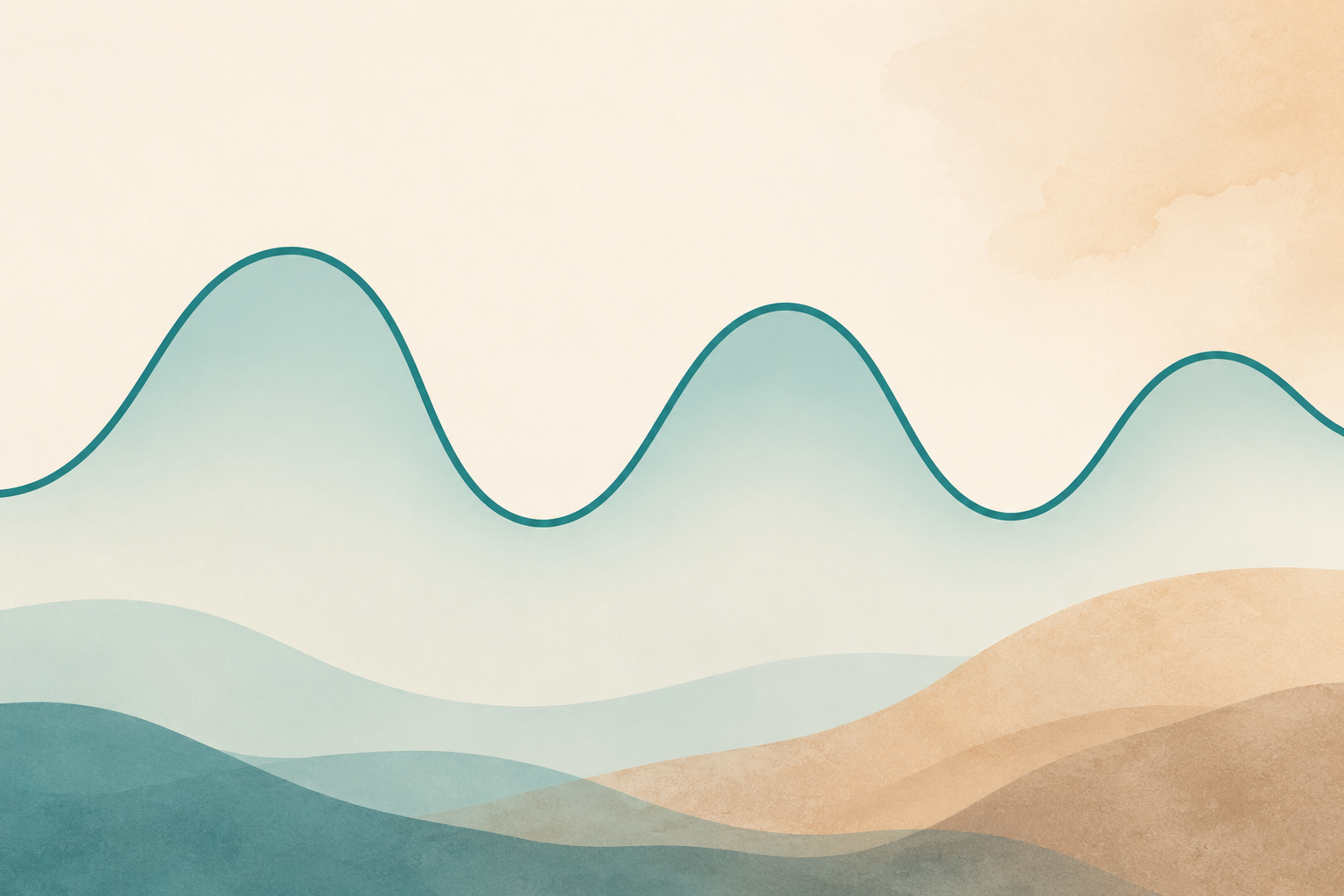 Abstract wavy timeline representing cyclospora symptoms that improve and return