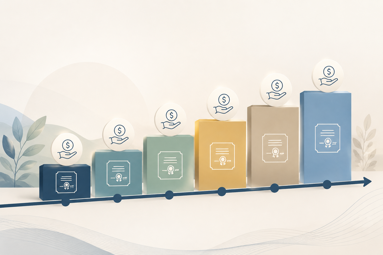 Illustration of a bond maturity ladder with staggered blocks along a timeline