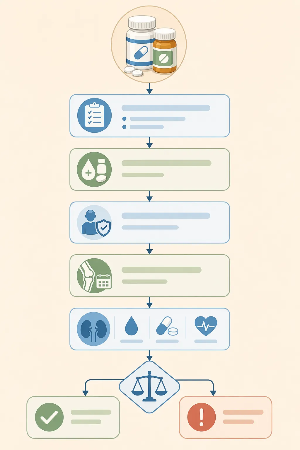 Flowchart-style medication safety decision process