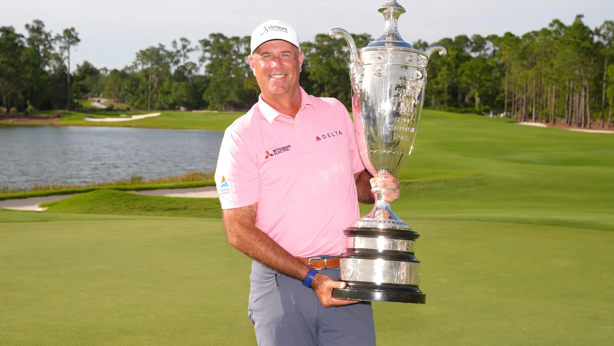 Stewart Cink on the course during the 2026 Senior PGA Championship at The Concession