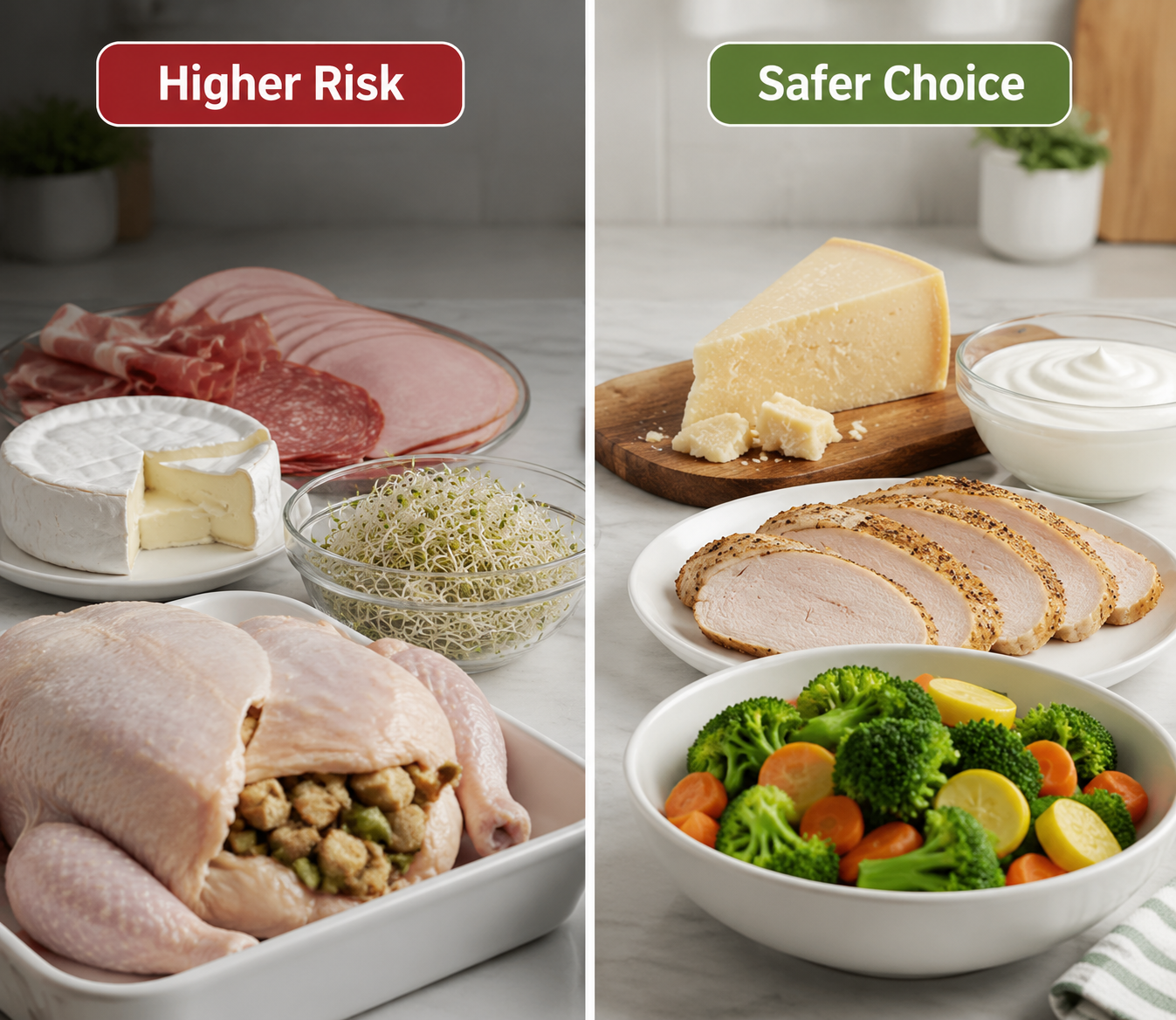 Comparison of higher-risk foods and safer choices for older adults