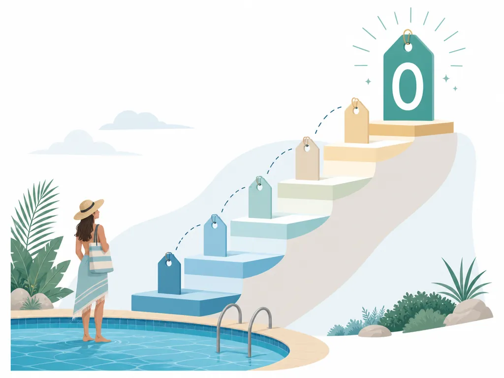Cost comparison ladder for swimming options with a zero-dollar tag at the top