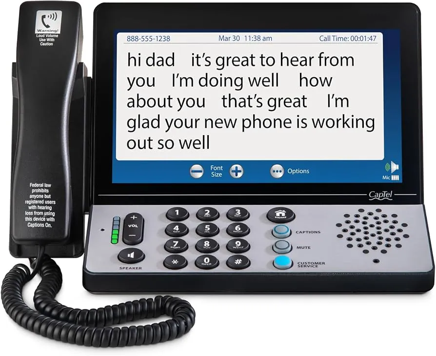 Hamilton CapTel 2400i captioned telephone with large touchscreen display and handset
