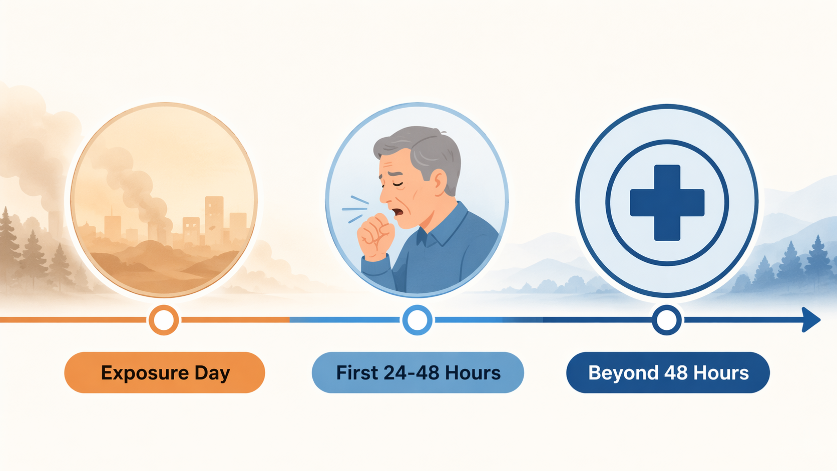Editorial timeline showing exposure day, first 24 to 48 hours, and beyond 48 hours