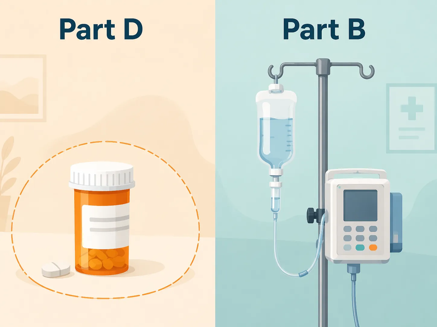 A comparison illustration of capped Part D prescription drug costs and uncapped Part B infusion costs