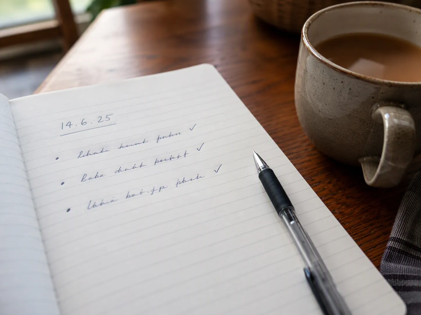Simple notebook page with a short date line and a few brief handwritten bullet points