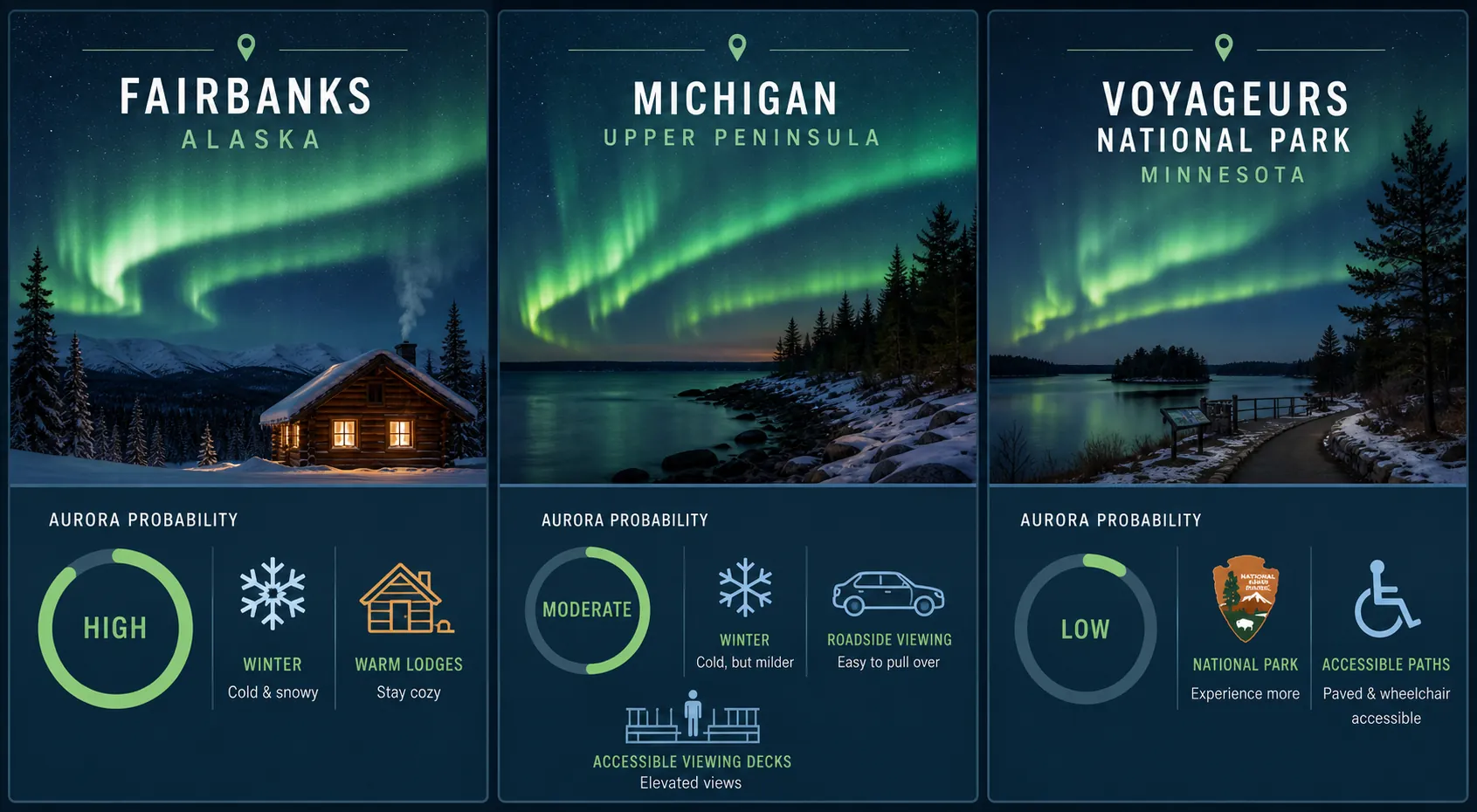 Senior-Friendly Northern Lights Destinations in the US