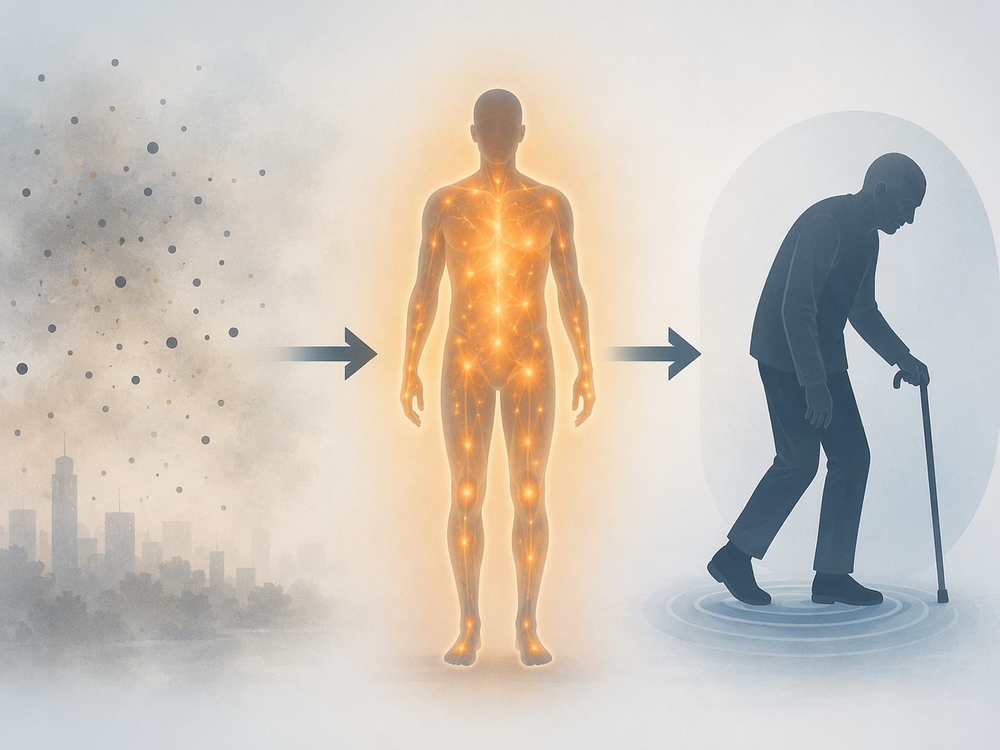 Conceptual pathway from fine particulate matter to inflammation and unsteadiness